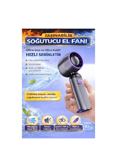 Şarjlı Mini El Fanı Ve Masa Fanı Soğutucu Pervane Taşınabilir Şarj Edilebilir 001