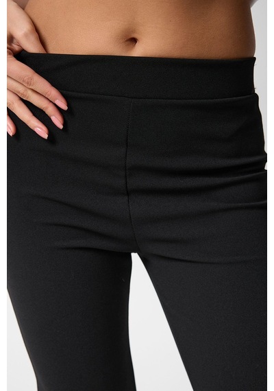 Kadın Likralı Beli Lastikli Ispanyol Paça Pantolon-138 Siyah
