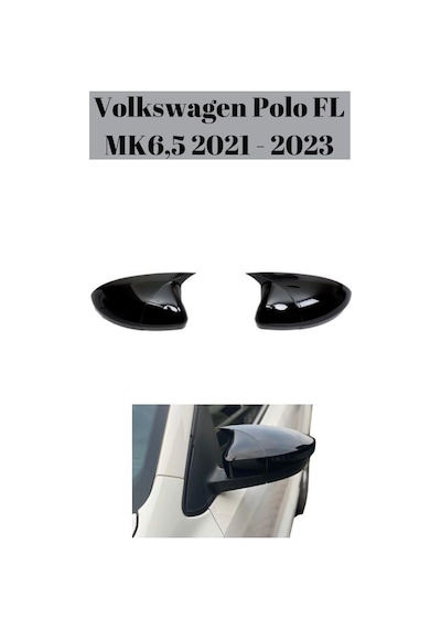 Volkswagen Polo Fl Mk6,5 2021 2022 2023 İle Uyumlu Araca Özel Yarasa Batman Piano Black Ayna Kapağı Takımı 2 Parça 1 Adet