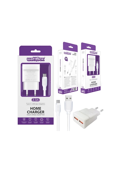 Wattbox Telefon Şarj Aleti Set 2A Type-C 2Usb