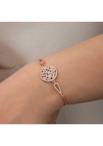 Kenpazar 925 Ayar Gümüş Rose Baget Taşlı Bileklik Gümüş