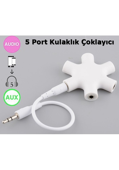 5 Li Kulaklık Çoklayıcı Splitter 5 Port 3.5Mm Çoklayıcı Kablo