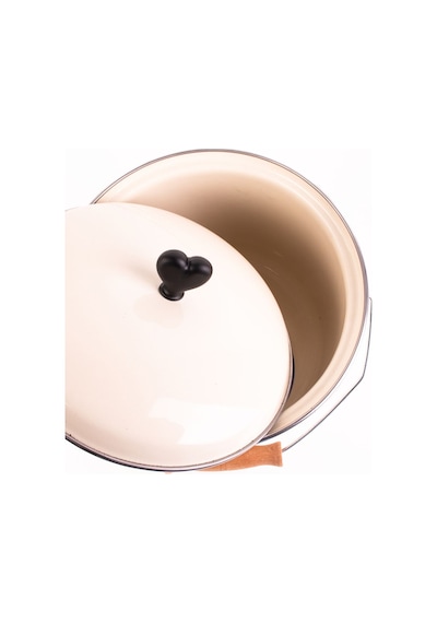 Black Cupid Kalp Desenli Emaye Yoğurt/bakliyat Bakracı 20cm-3 Litre-tüm Ocaklarla Uyumlu Bej
