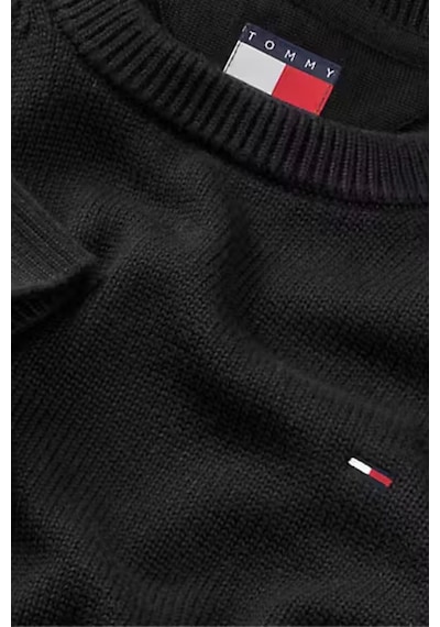 Tommy Hilfiger Erkek Slim Fit Bisiklet Yaka Triko Kazak - Siyah-10341 Triple Black