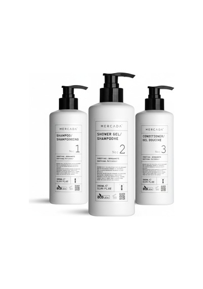 Mercada Beyaz No1 Purifying And Soothing Shampoo 380 Ml + No2 Shower Gel 380 Ml + No3 Conditioner 380 Ml Tüm Saçlar
