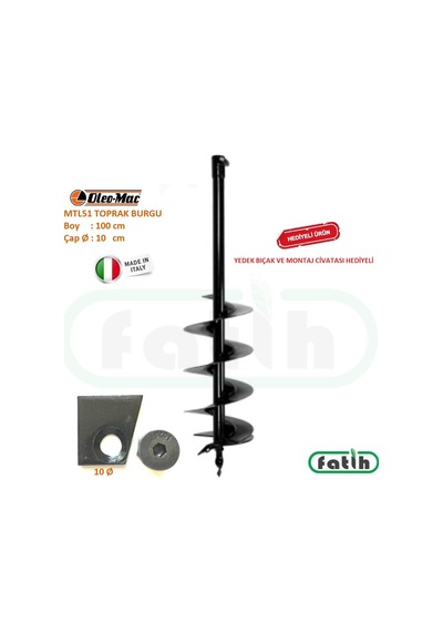 Oleomac Toprak Burgu Uç 10 Ø X 100 Cm Mtl51 + Mtl85R