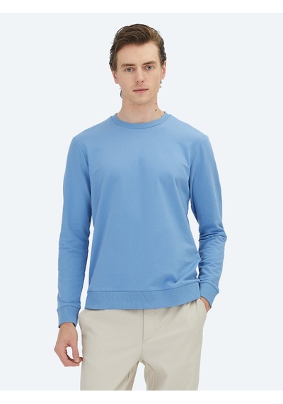 Kip Mavi Bisiklet Yaka Sweatshirt