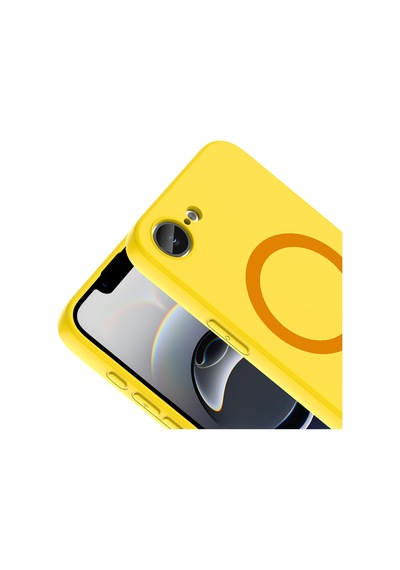 Apple iPhone Uyumlu 16e Kılıf M-safe Şarj Özellikli Zore Aris Silikon Kapak - Sarı