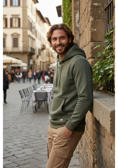 Buratti Regular Fit Kapüşonlu Kanguru Cepli Içi Tüylü Yumuşak Şardonlu Erkek Sweat 5905281 Haki