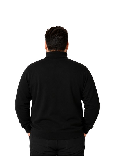 Battalmoda Erkek Büyük Beden Siyah Tam Balıkçı Pamuklu Kazak 3xl-4xl-5xl-6xl