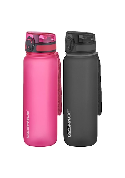 Uzspace 2'li Tritan Matara Seti 800 Ml 14 Farklı Renk Seçeneği Fiftyfifty-3053seta Pembe-Siyah