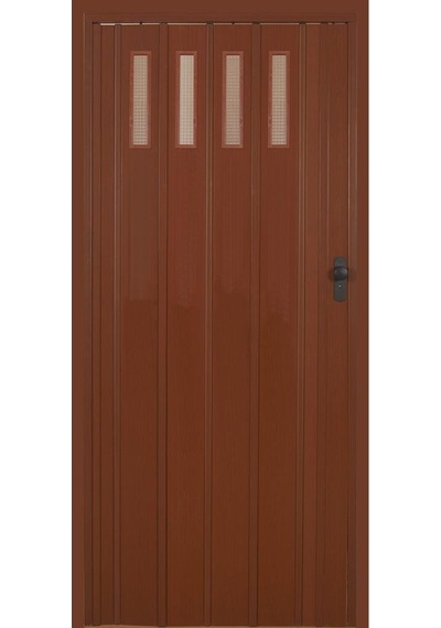 1 Sıra Camlı Akordeon Kapı, Ceviz Ahşap Desenli, 72x200cm