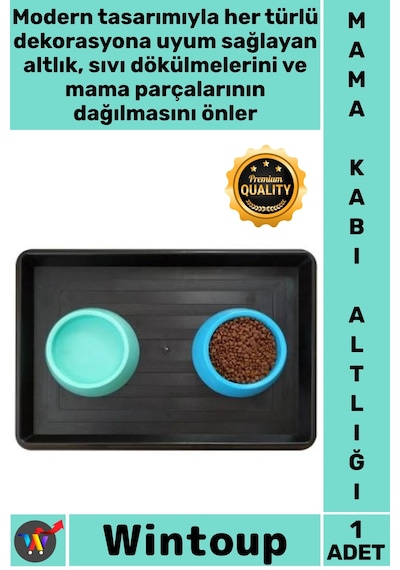 Mamakabı Kaymaz Silikon Su Geçirmez Kedi Köpek Leke Tutmaz Hijyenik Modern Şık Mama Kabı Altlığı