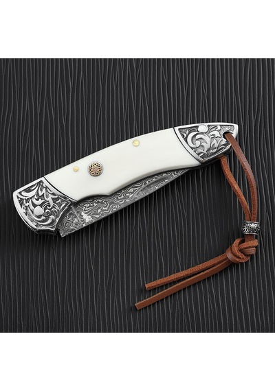 Sibirya Edc Kamp Survival Damascus Çakı Beyaz