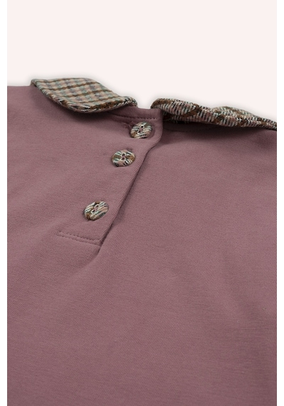 Panço Kız Çocuk Bebe Yakalı T-shirt Gül Kurusu 2421gb05009-4974 001