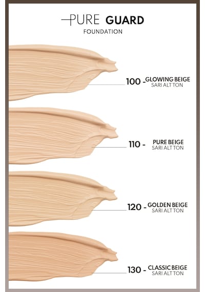 Note Pure Guard Foundation 130 Classic Beige Spf 50 Yoğun Kapatıcı Saten Bitişli Fondöten