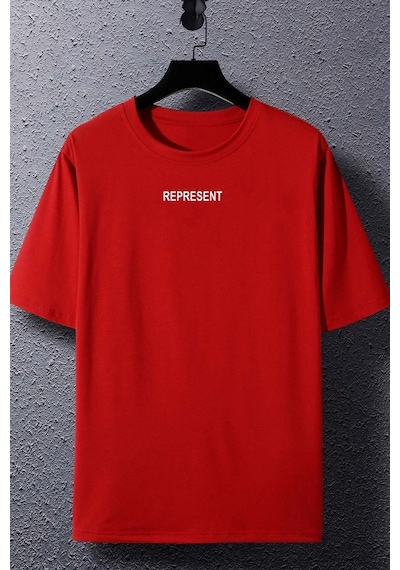 Unisex Represent Baskılı T-shirt Kırmızı
