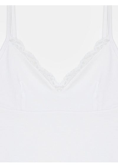Dilvin 21191 Dantelli Top-beyaz