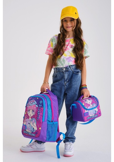 Coral High Kids Mor Pembe Mavi Simli K-pop Desenli 3 Lü Okul Çanta Seti Set0114403