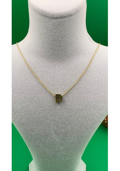 14k Altın Renginde D Harf Minimal Çelik Kadın Kolye Altın
