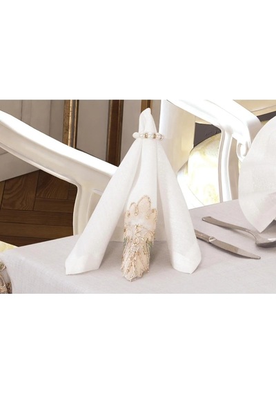Henna Güpürlü Keten Krem Sofra Takımı 8 Kişilik 160x230 Cm 17prç - 1220 Çok Renkli