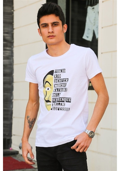 Madmext Madmext Baskılı Beyaz Tişört 4016-beyaz Beyaz