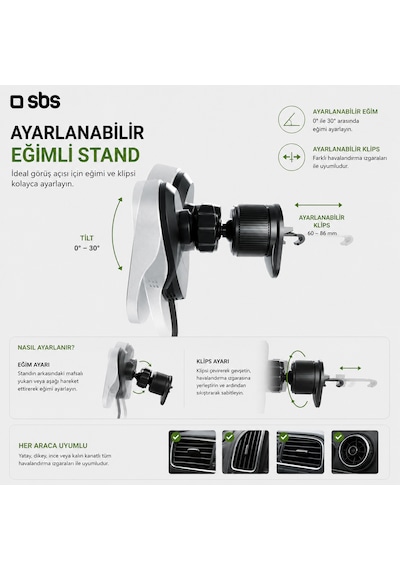 Sbs 15w Magsafe Araç İçi Kablosuz Şarjlı Telefon Tutucu Geri Çekilebilir Usb-c Kablo Havalandırma Izgarası İphone & Android Uyumlu Beyaz Sbs 15w Magsafe Araç İçi Kablosuz Şarjlı Telefon Tutucu Geri Çekilebilir Usb-c Kablo Havalandırma Izgarası İphone & Android Uyumlu Beyaz