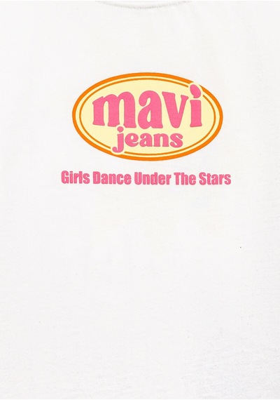 Mavi Gırls Just Wanna Have Fun Baskılı Tişört Krem