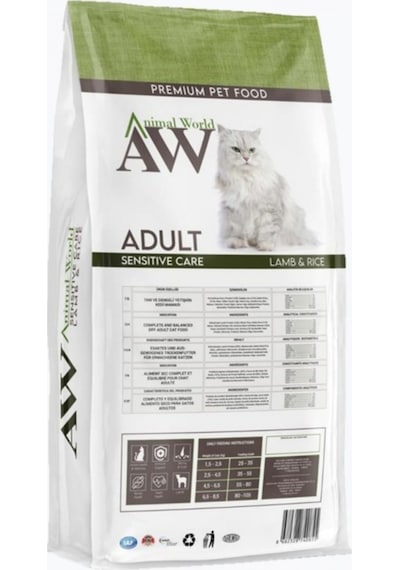 Animal World Kuzu Etli ve Pirinçli Yetişkin Kedi Maması 15 KG