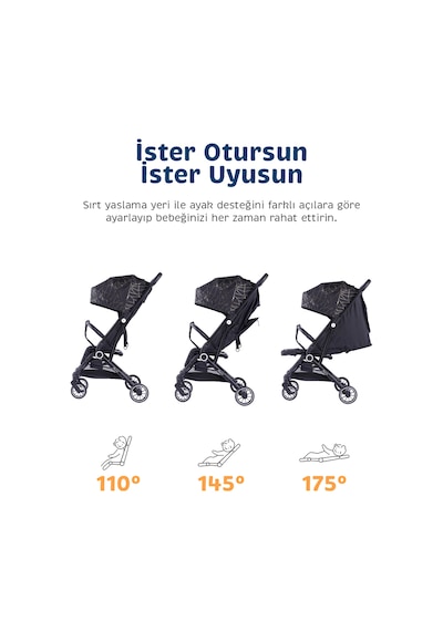 Baby Storch - Merlin Model Compact Bebek Arabası Kabin Boy - Siyah