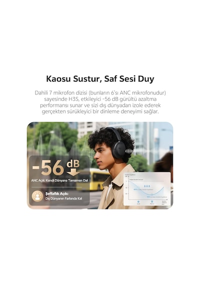 H3s 6.0 Bluetooth Kulaklık Anc Hi-res Ldac Çift Sürücülü Kulaklık 7 Mics. Yapay Zeka 102 Saat Dinle Siyah