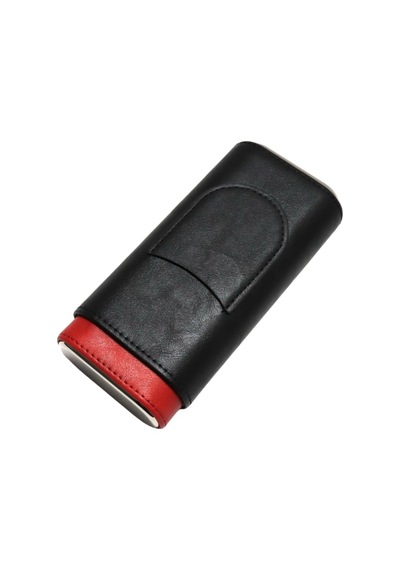 Cohiba Siyah Kırmızı Kesici Bölmeli Üçlü Deri Puro Kılıfı