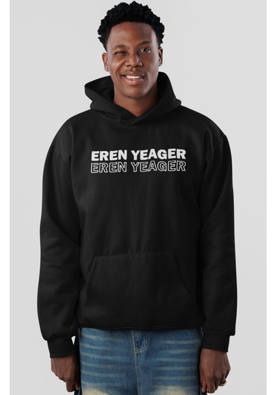 Sevbano Attack On Titan Eren Yeager Anime Sırt Baskılı Unisex Oversize Pe Siyah
