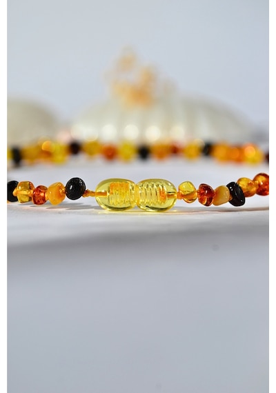Kehribar Kolye Doğaltaş Çocuk 34cm Turuncu Amber