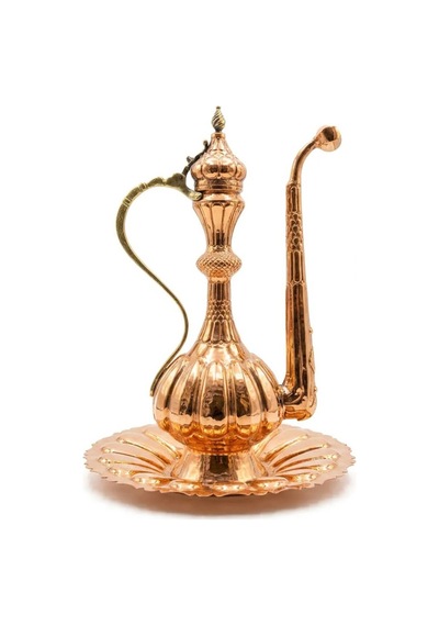 Bakır İbrik Ve Leğen Seti 60 Cm Geleneksel Osmanlı Motifli Dekoratif El Yapımı - Bakır Bileklik Hediyedir