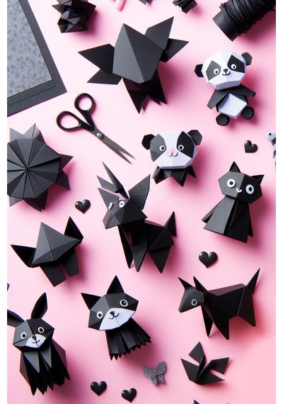 Origami Kağıdı, 500 Adet Siyah Renk Origami Set 500lü Paket
