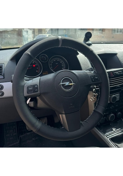 Dikişli Direksiyon Kılıfı Nubuk Noktalı Deri Gri Yüzük Gri Dikişli Opel Astra İçin Gri