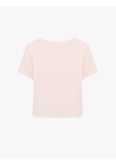 Koton Slim Fit Kısa Kollu Bisiklet Yaka Basic Tişört Pembe 6sak50400ek Gül