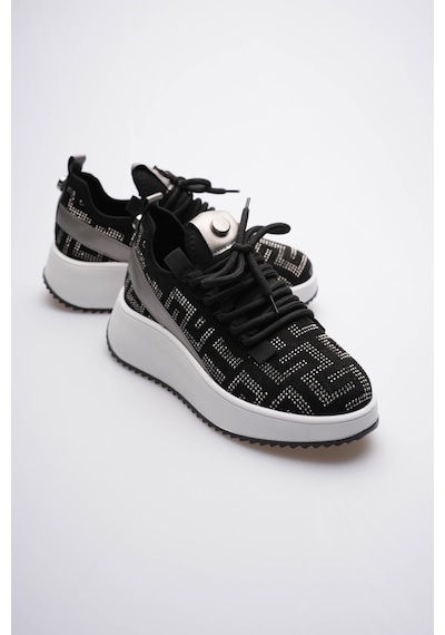 Mubiano Kadın Süet Sneaker Taş Detaylı Siyah Cressa Siyah
