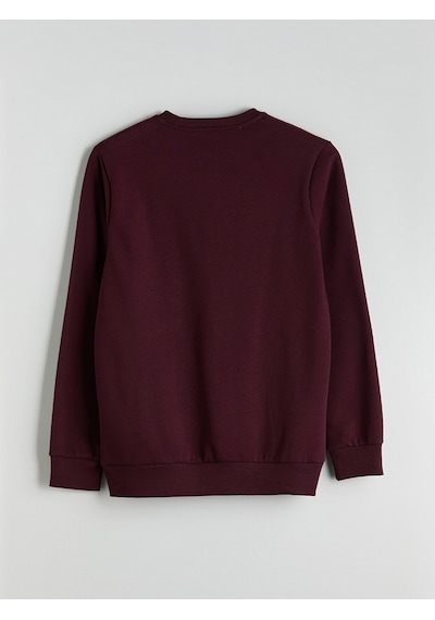 Lcwaıkıkı Classic Bordo Standart Kalıp Bisiklet Yaka Baskılı Erkek Kalın Sweatshirt