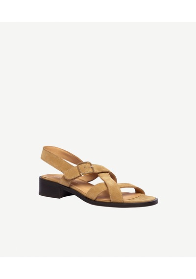 Yargıcı Çapraz Bantlı Kısa Topuklu Süet Sandalet 26ykay4014x 008 Camel
