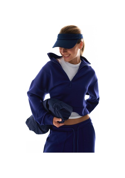 Penti Lacivert İpeksi Dokunuş Silky Touch Yarım Fermuarlı Uzun Kollu Sweatshirt