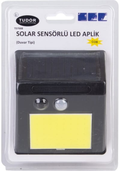 Tudor Led Ampul Aplik Solar Led Tek Sensörlü 20 Led Cob Td7008 0086 Beyaz