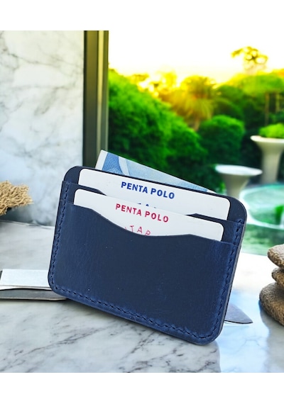 Penta Polo Cronder Hakiki Deri Dizme Kartlık Cüzdan Lacivert