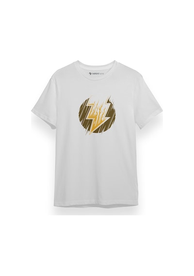 Black Adam Lightning Logo Beyaz Kısa Kol Erkek Tshirt 001