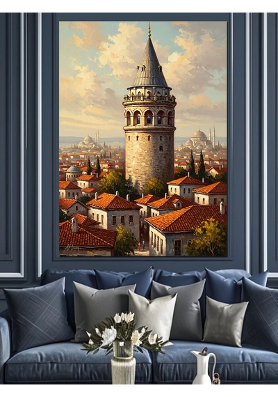 Ahşap Tablo Kırmızı Tarlada Tek Başına Ağaç