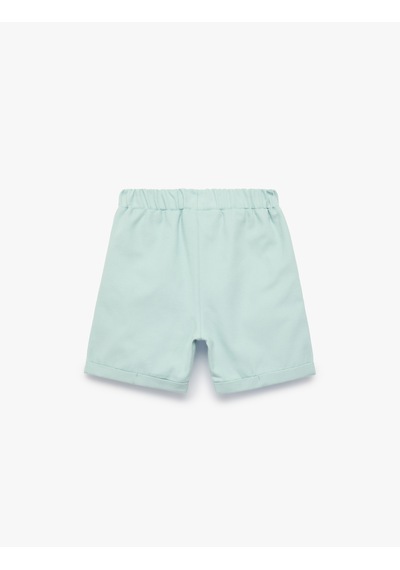 Koton Pamuklu Cepli Duble Paça Beli Bağcıklı Gabardin Şort Mavi 6smb40026tw