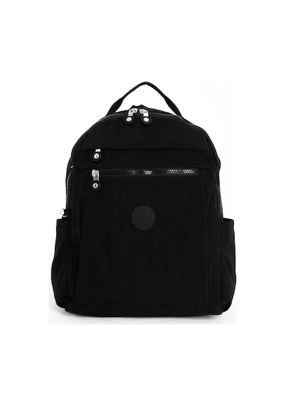 Sanmorris Unisex Suya Dayanıklı Krinkıl Kumaş Çok Gözlü Siyah Laptop Okul Ve Sırt Çantası Siyah