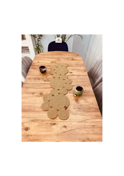Jüt, Hasır, Dekoratif Masa Örtüsü,papatya Model Runner 30x100 Cm, Sehpa Örtüsü, Bohem Tarzı Hasır Hasır