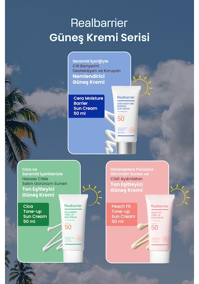 Hassas Cilde Sakin Görünüm Sunan Ton Eşitleyici Güneş Kremi Realbarrıer Cica Green Tone-up Sun Cream